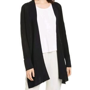 Eileen Fisher Women's Black Organic Cotton Blend Cardigan Medium